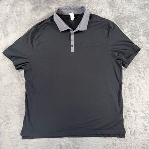 Fabletics Men’s Two Toned One Pocket Polo Shirt XXL Black Grey